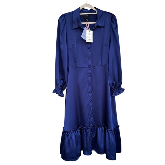 Alex Marie Dresses & Skirts - Alex Marie - Kerry Satin Midi Dress in Twilight Blue - NWT - Size XL